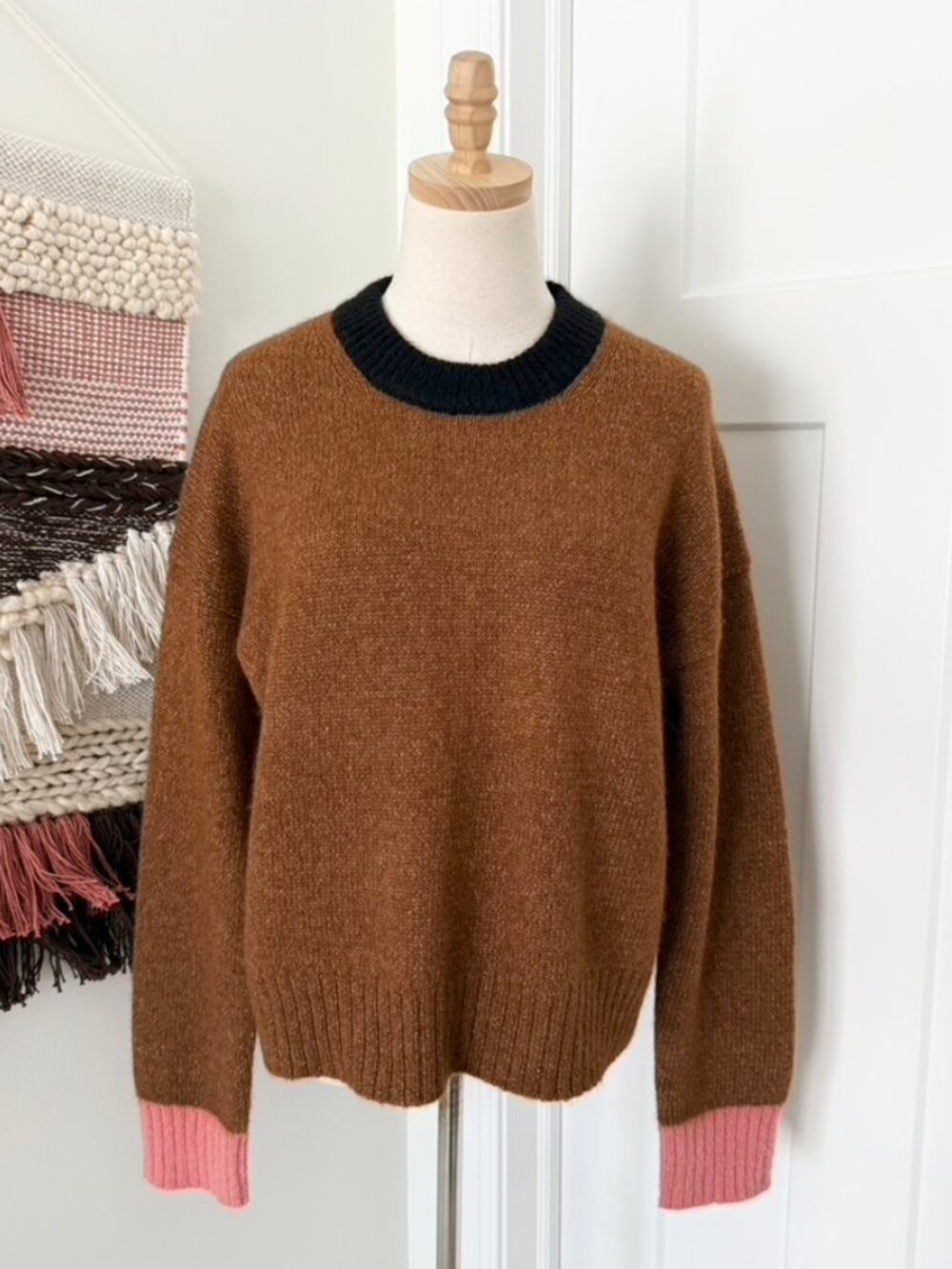 A.L.C. Hayes Alpaca Wool Sweater Brown Sz L Colorblock